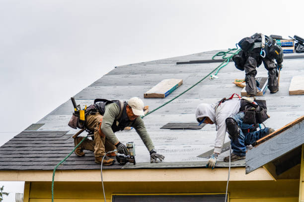Professional Storm Damage Roof Repair technician working in Montgomery Creek, CA